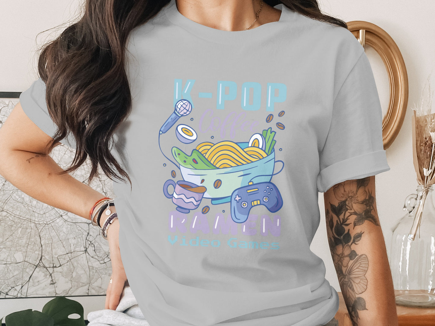 K-Pop Coffee Video Games Trendy Graphic Tee
