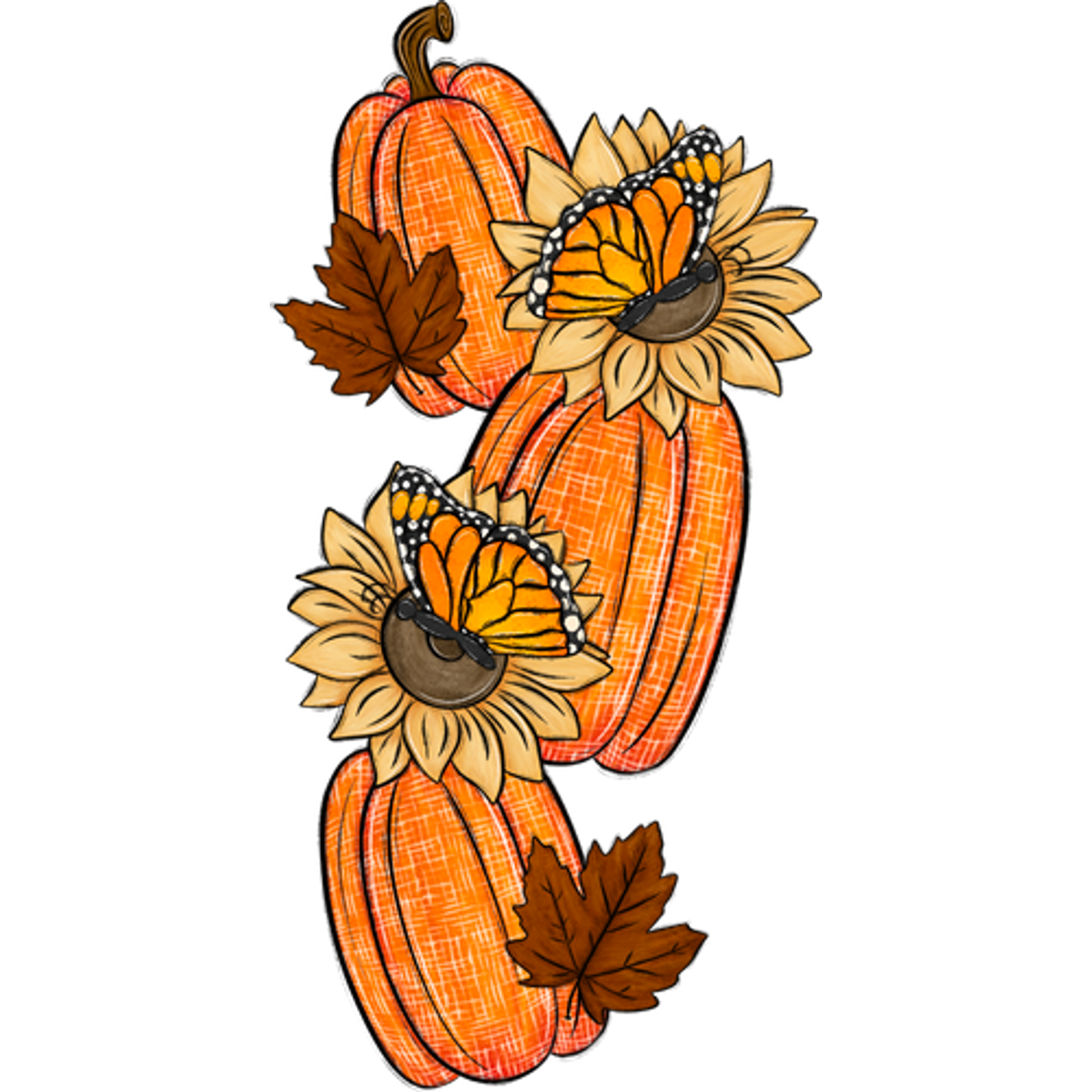Pumpkin Sunflower and Butterfly Autumn Decoration