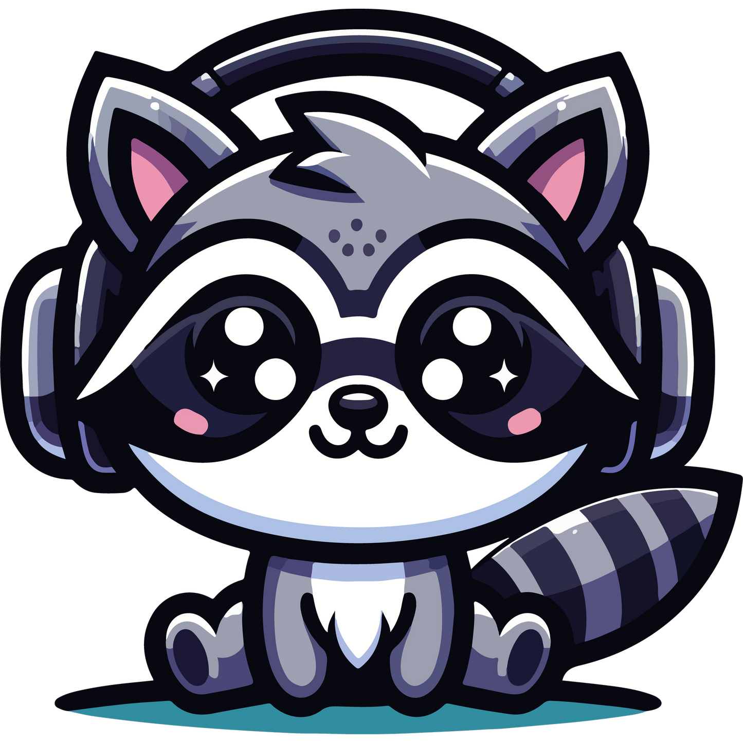 Cute Raccoon with Headphones Illustration Sticker