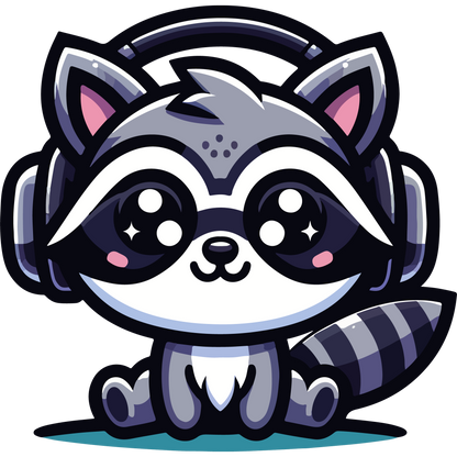 Cute Raccoon with Headphones Illustration Sticker
