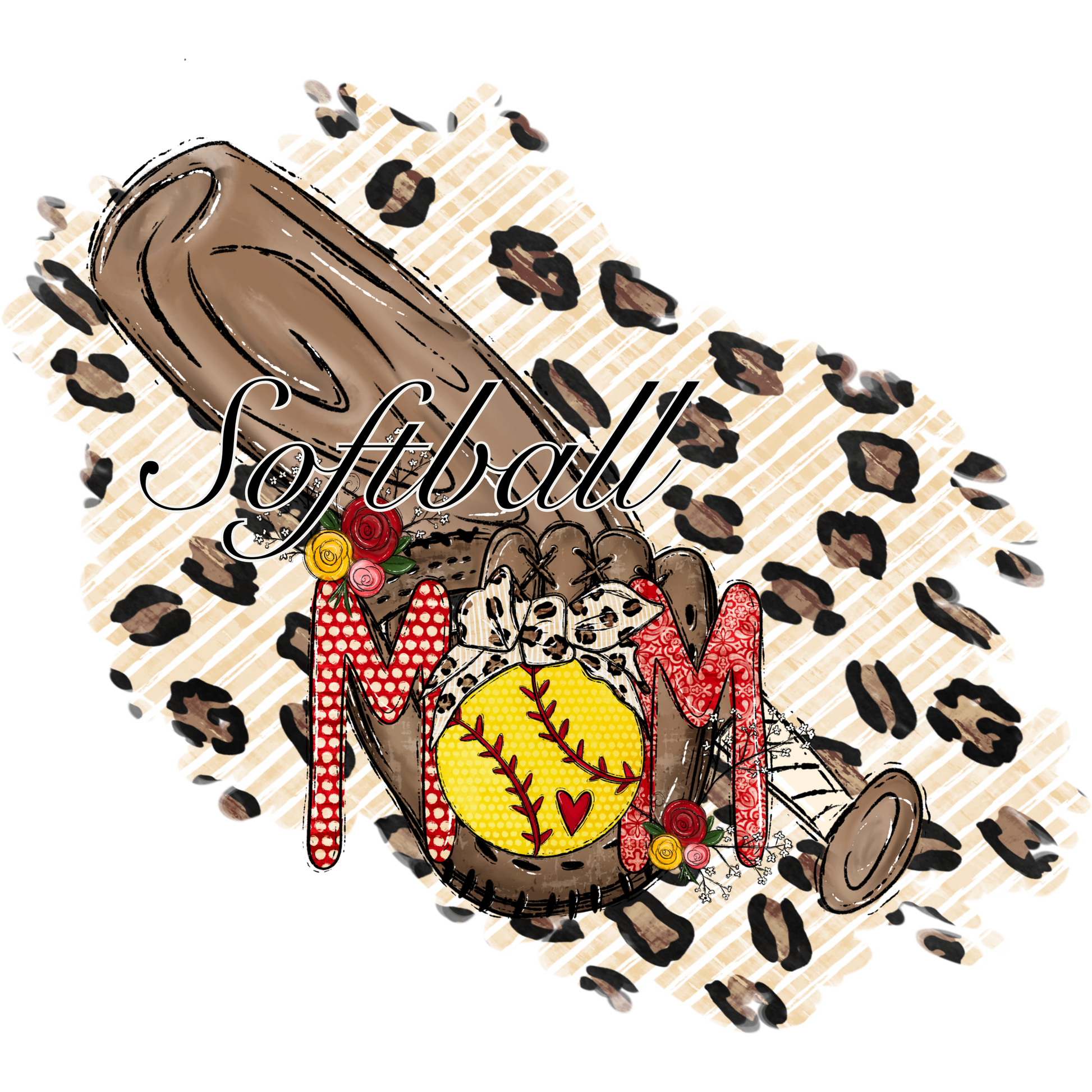 Softball Mom Leopard Print Design Sports Accessory