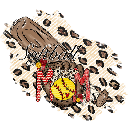 Softball Mom Leopard Print Design Sports Accessory