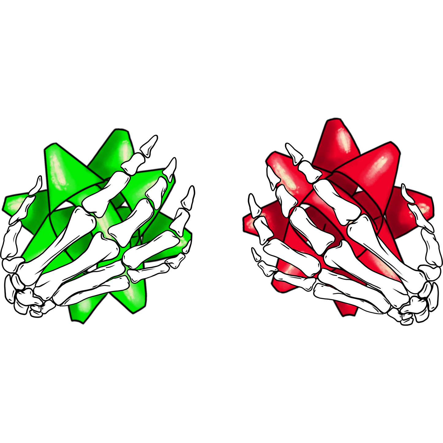 Festive Skeleton Hands on Gift Bows Unique Holiday Decor