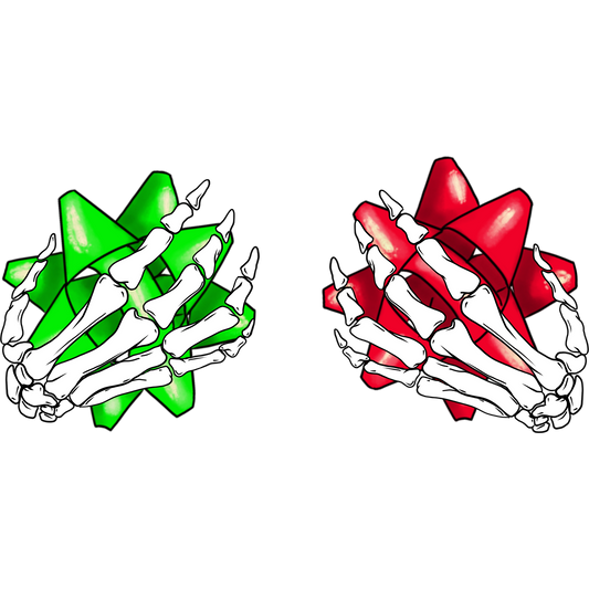Festive Skeleton Hands on Gift Bows Unique Holiday Decor