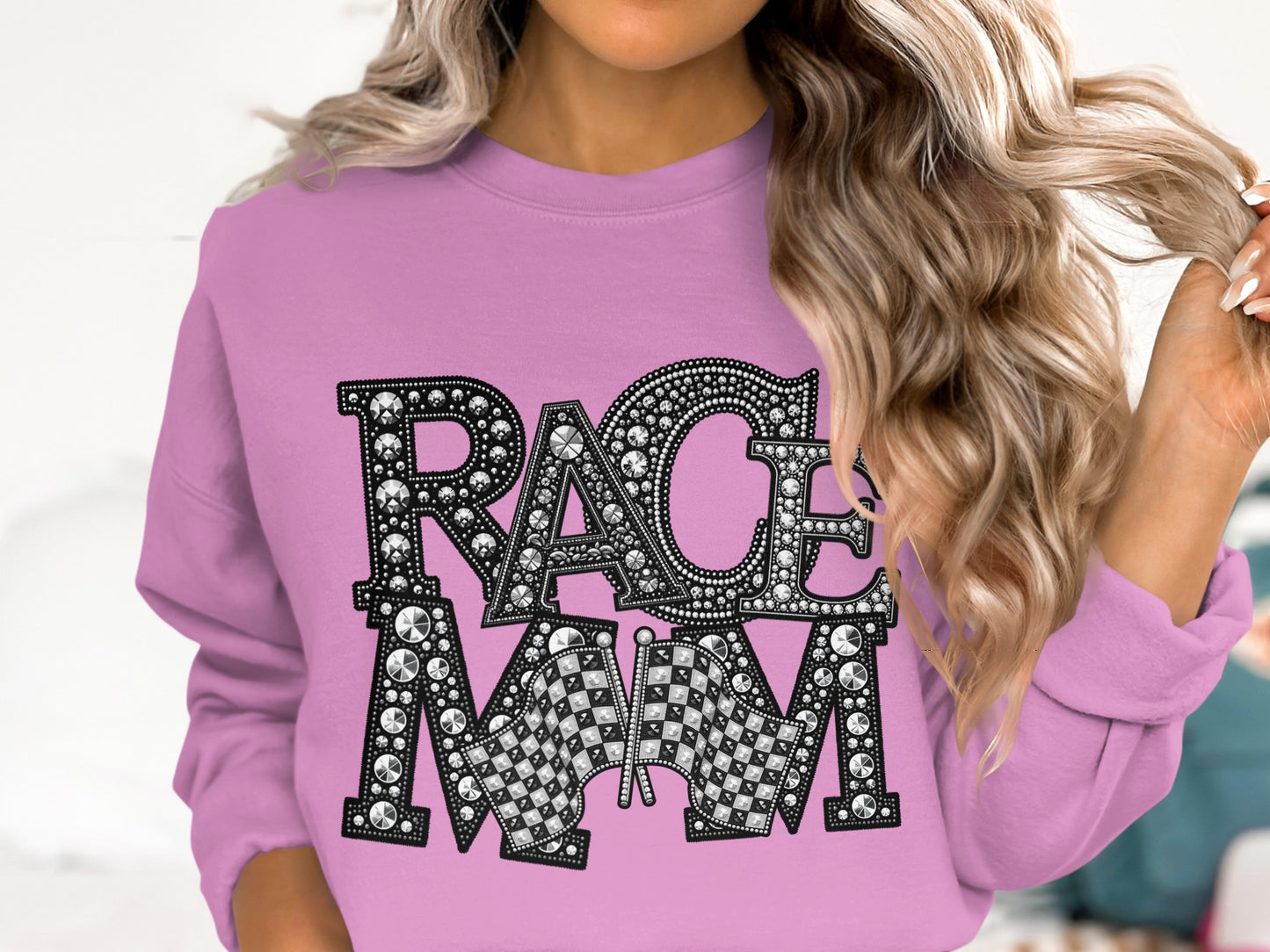 Race Mom graphic pink sweatshirt