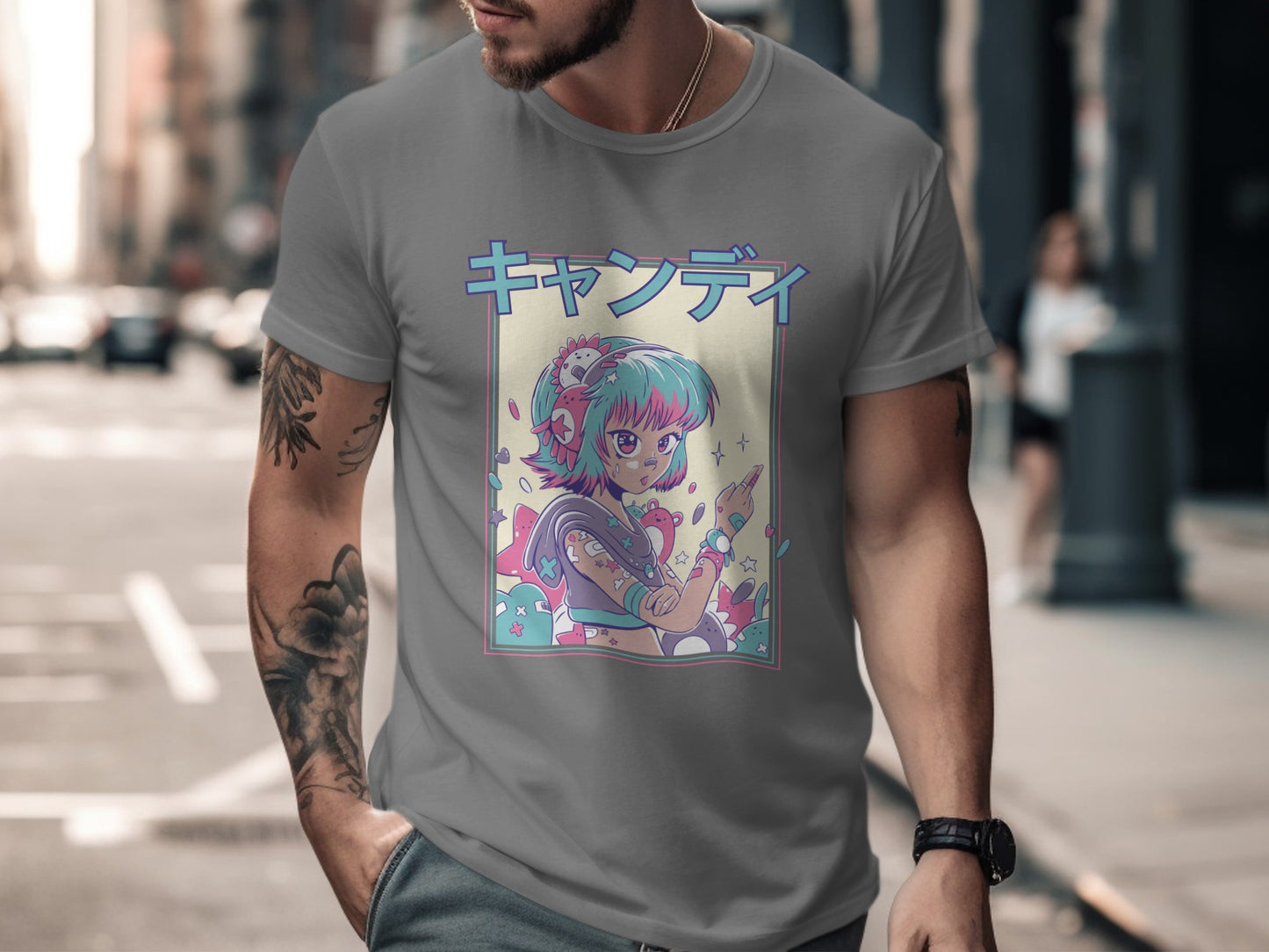 Retro Anime Graphic Tee with Vibrant Character Print