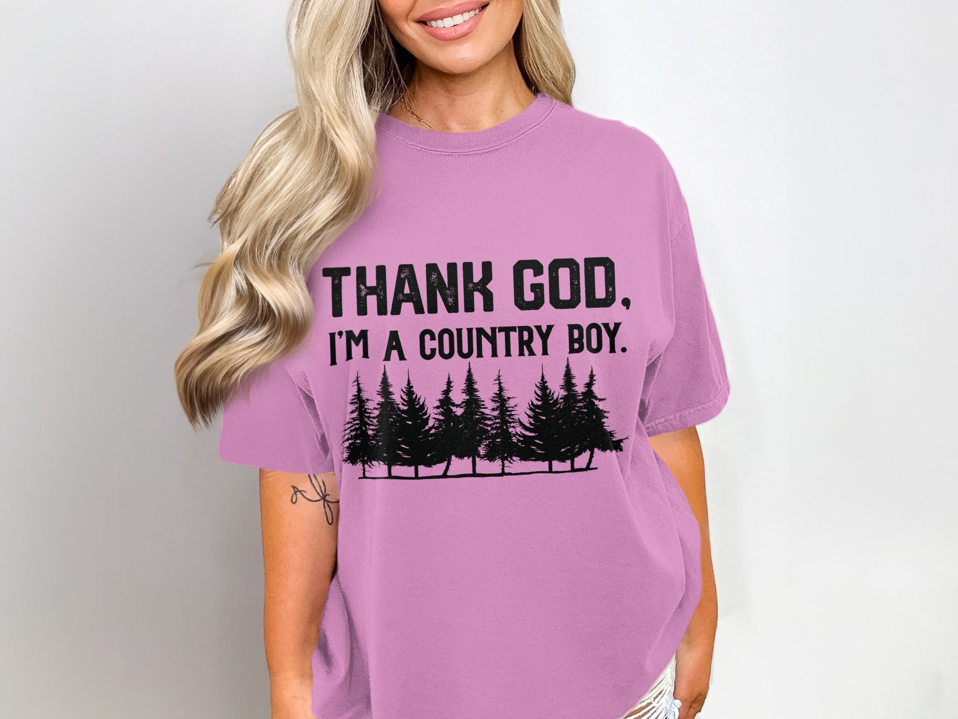 Thank God I'm A Country Boy Graphic Tee Shirt