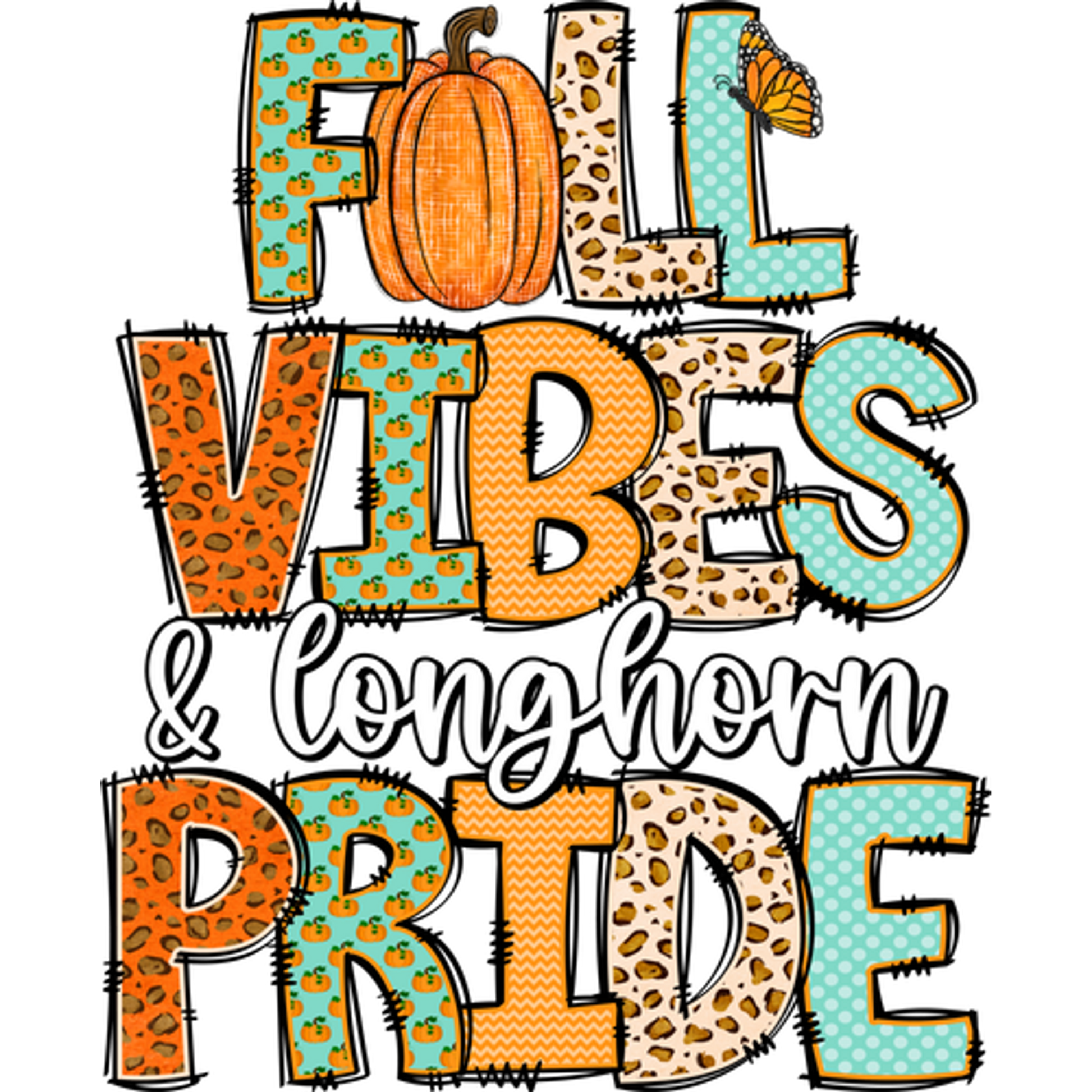 Fall Vibes Longhorn Pride Graphic Design Product