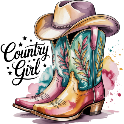 Colorful Western Boots with Hat Design product