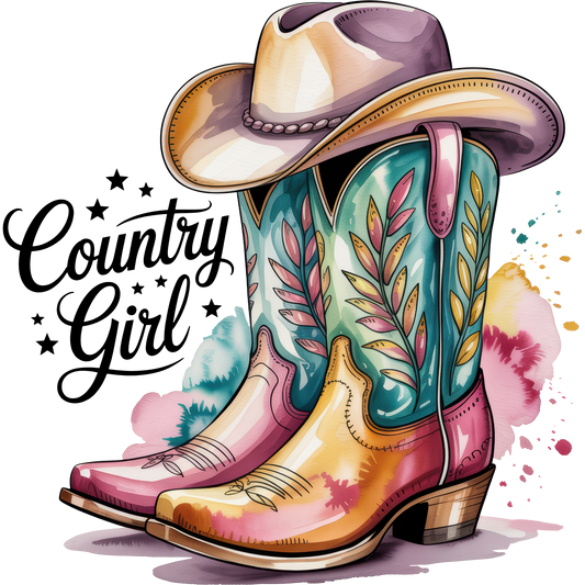 Colorful Western Boots with Hat Design product
