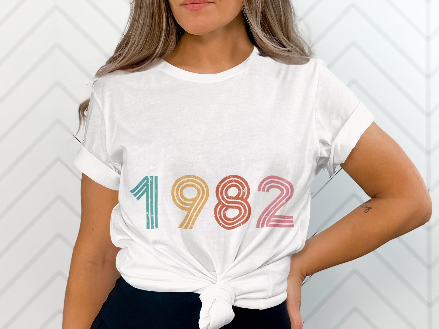 Retro 1982 Number Print Casual T-shirt