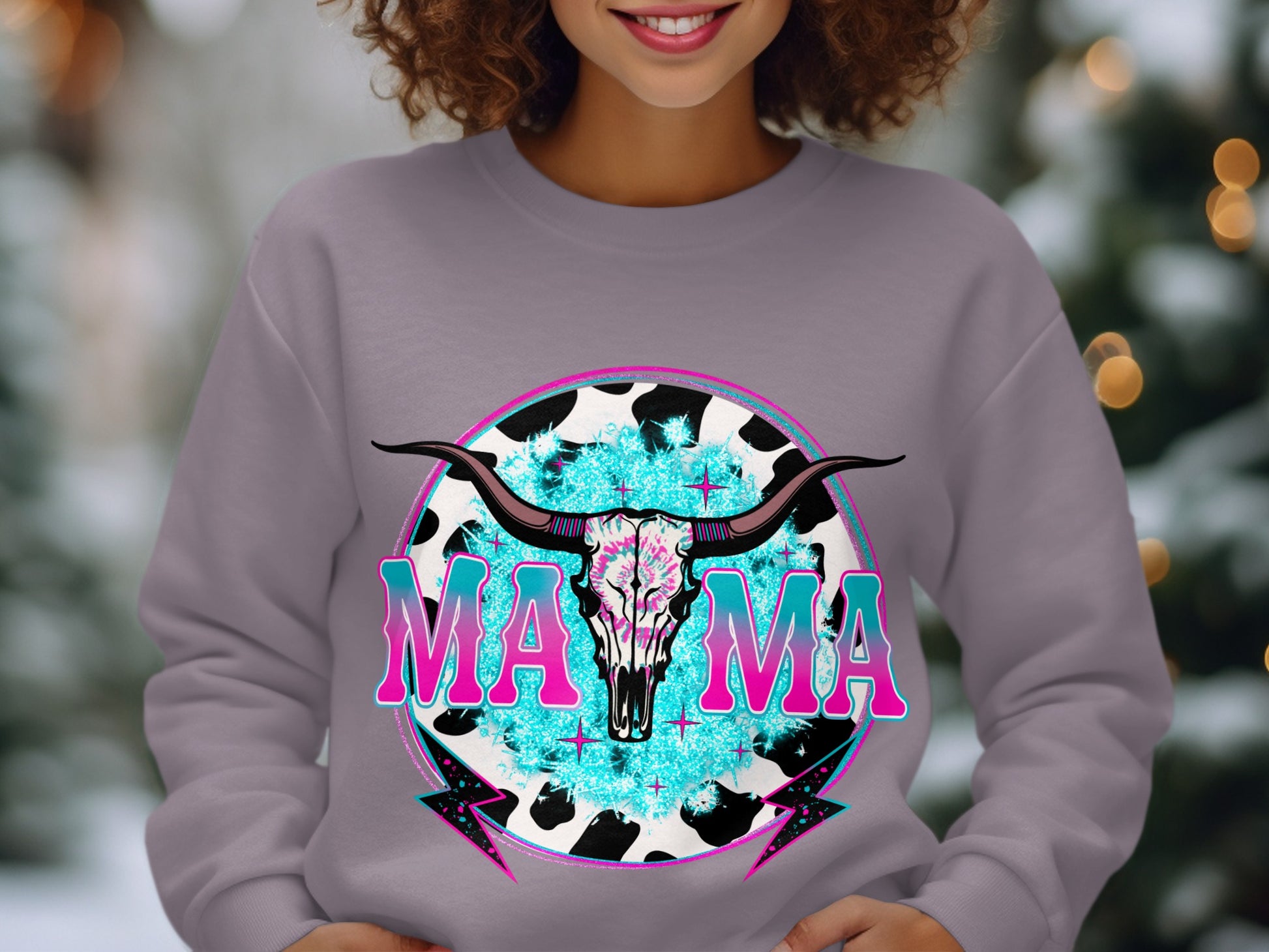 Vibrant Mama Skull Graphic Sweatshirt for Stylish Moms