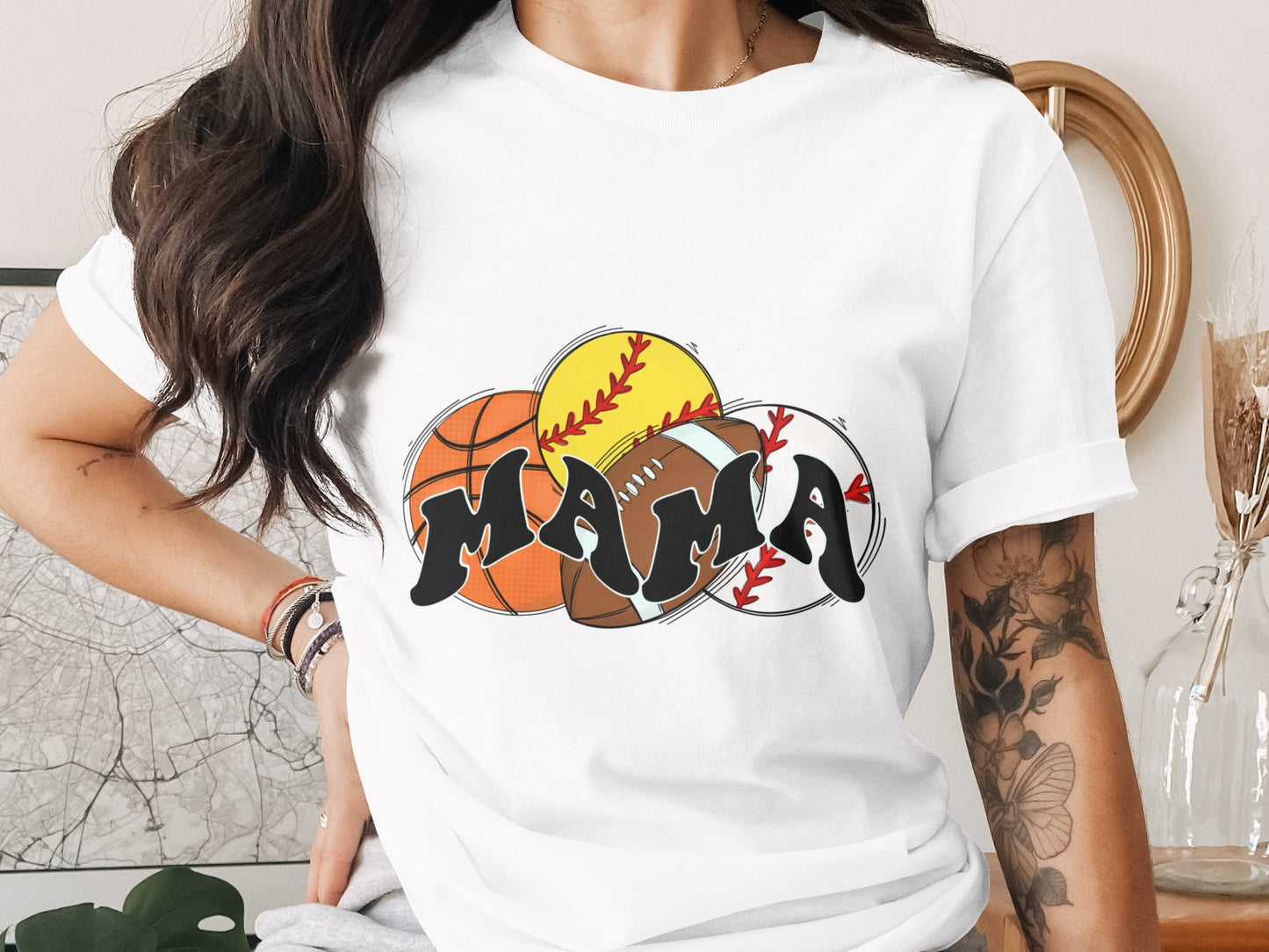 Mama Sports Theme Graphic Tee Shirt