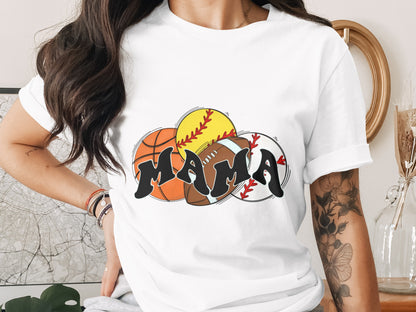 Mama Sports Theme Graphic Tee Shirt