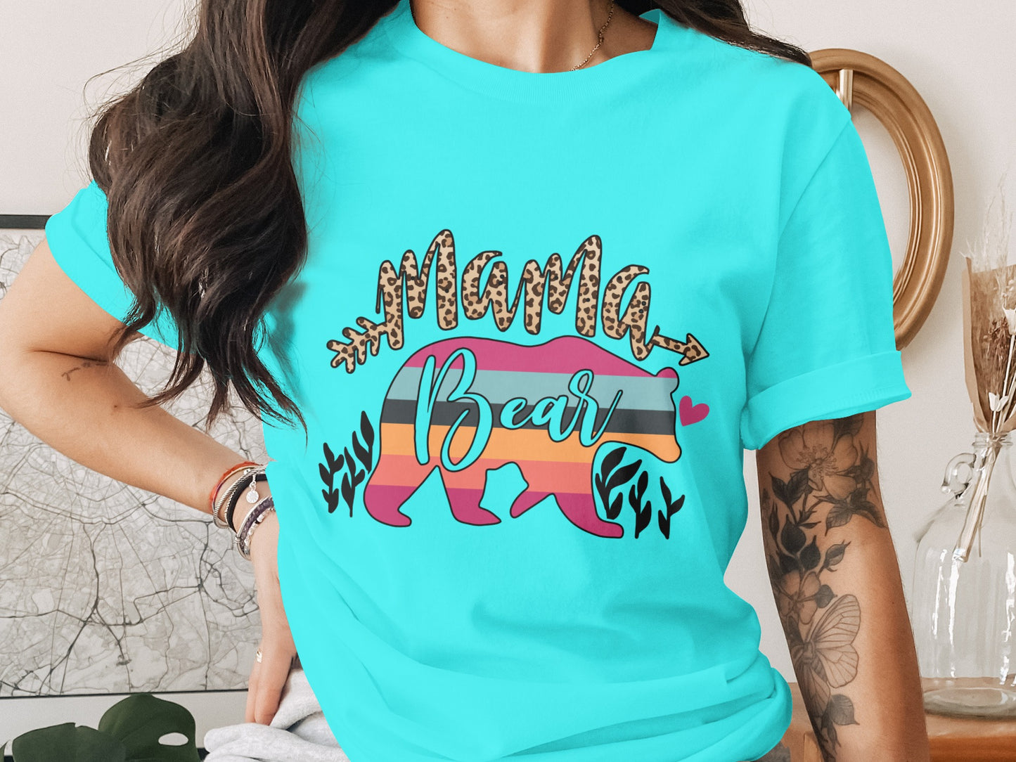 Mama Bear Colorful Rainbow Graphic Tee