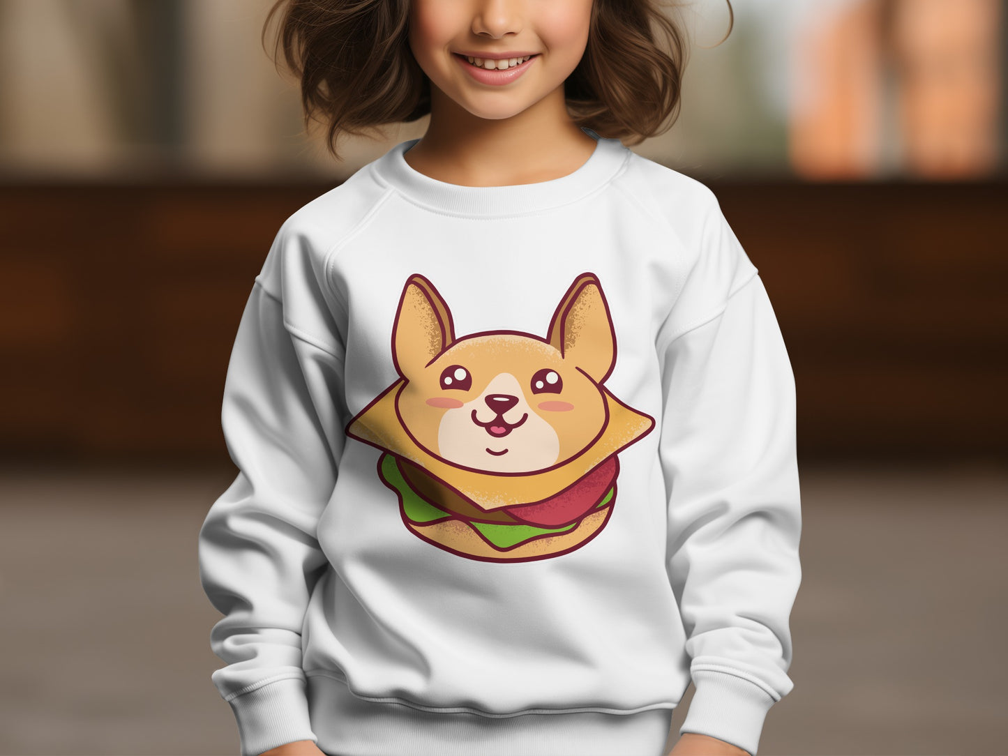 Cute Dog Hamburger Sweatshirt for Kids