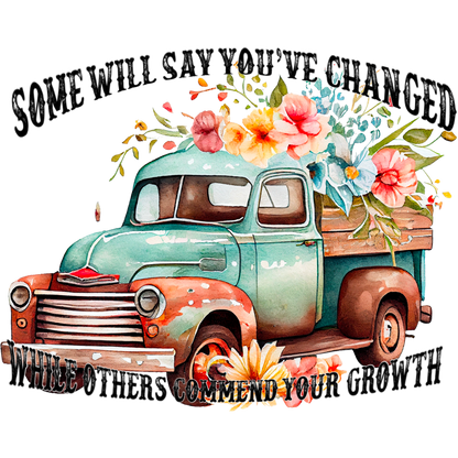 Motivational Vintage Truck with Flowers Artwork