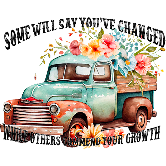 Motivational Vintage Truck with Flowers Artwork