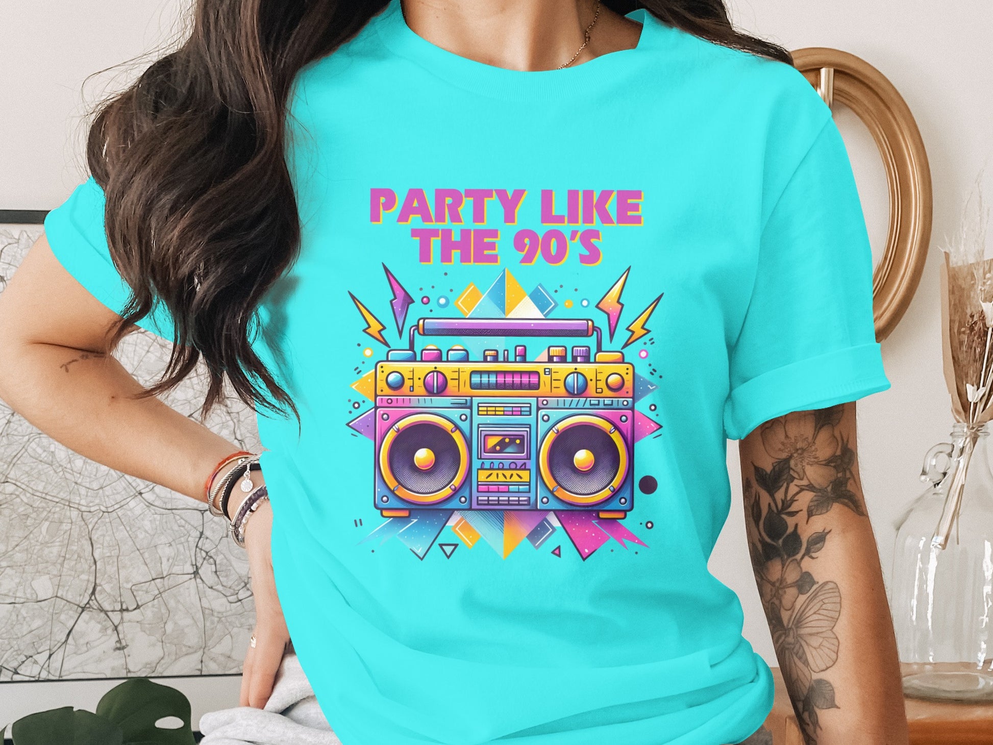 Party Like The 90's Colorful Graphic T-shirt