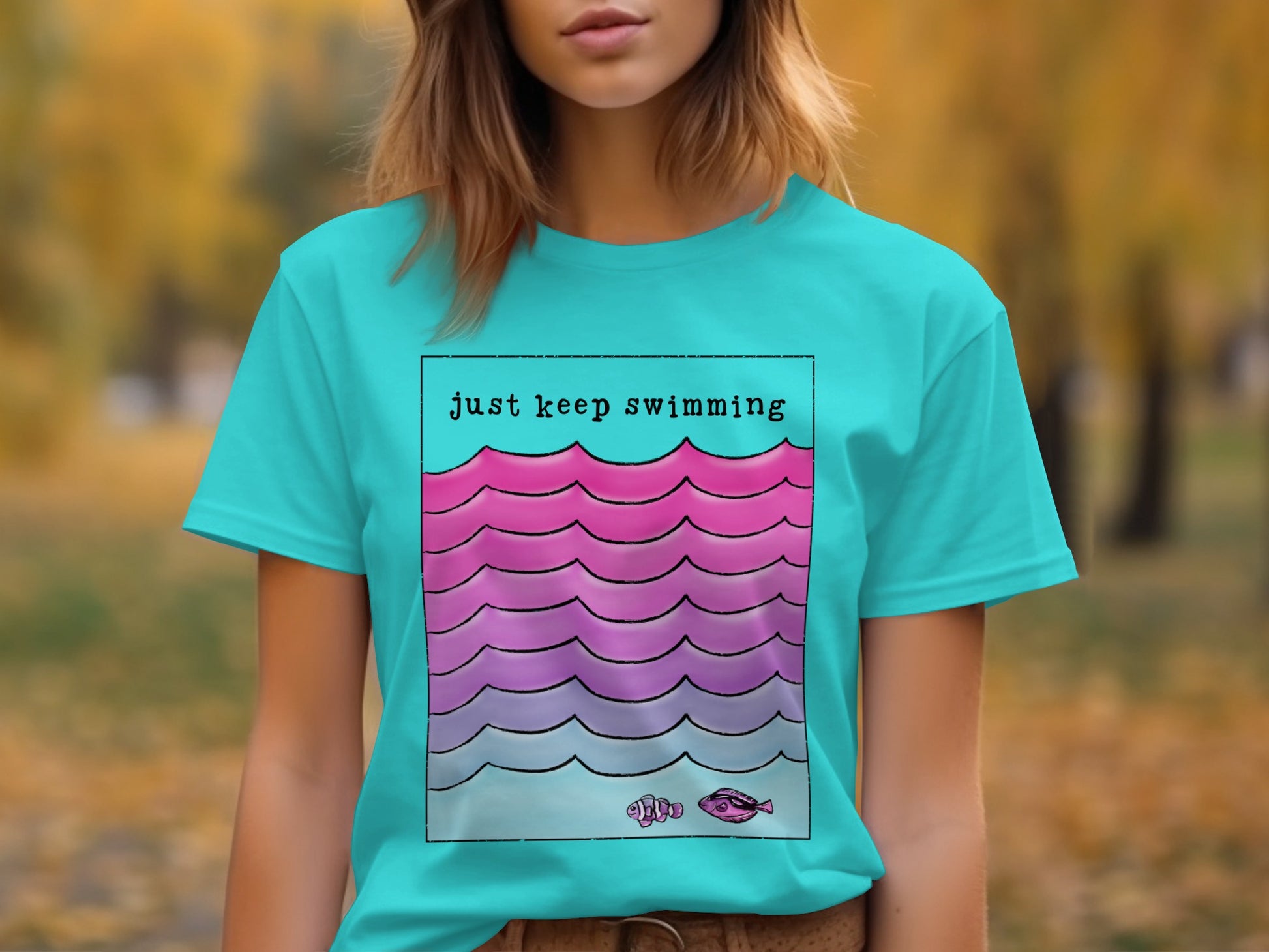 Just Keep Swimming Graphic Tee Motivational Shirt