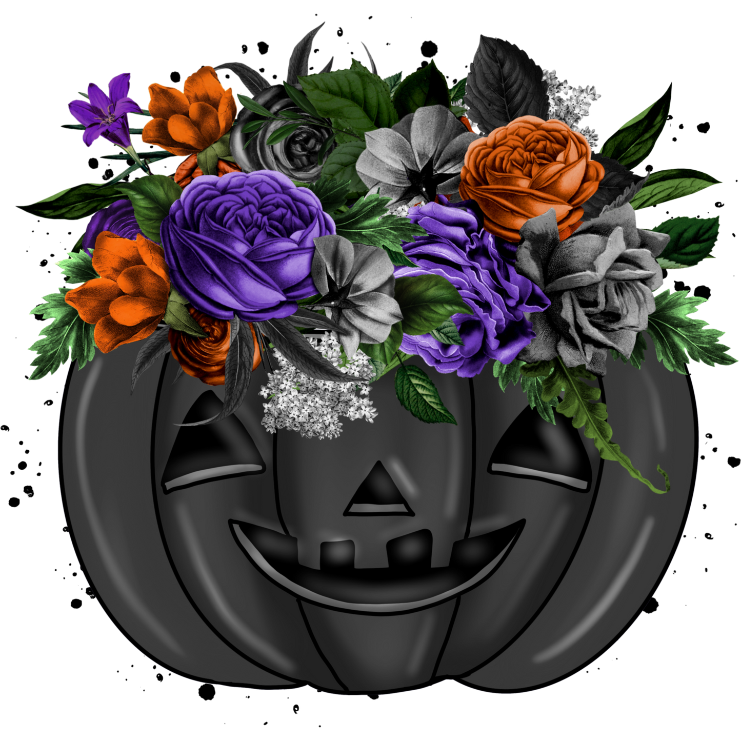 Halloween Pumpkin with Colorful Flowers product