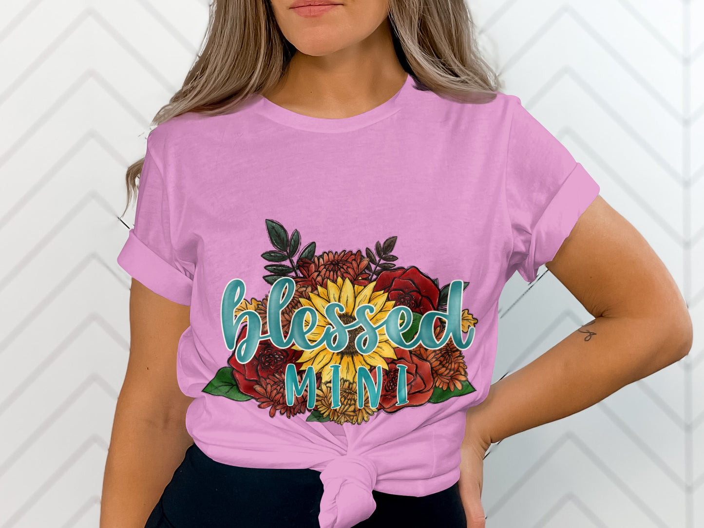 Blessed Mini Floral Design T-shirt for Everyday Wear