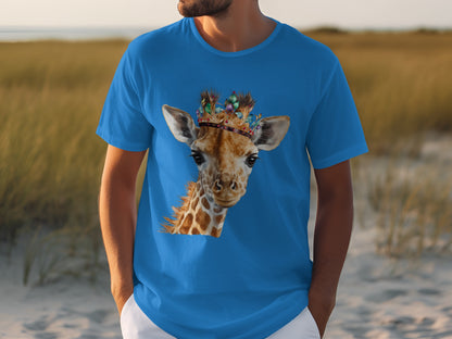 Majestic Giraffe with Colorful Crown T-shirt