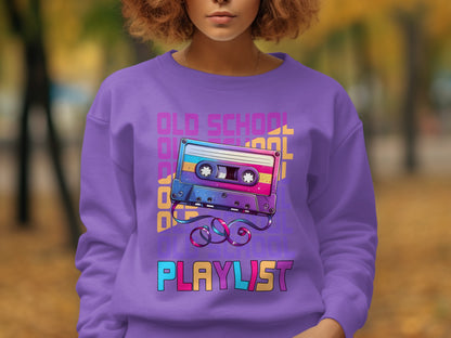Old School Playlist Cassette Graphic Logo Sweatshirt