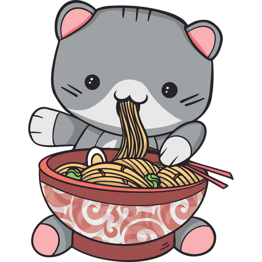 Cute Cat Eating Noodles Decorative Plush Toy