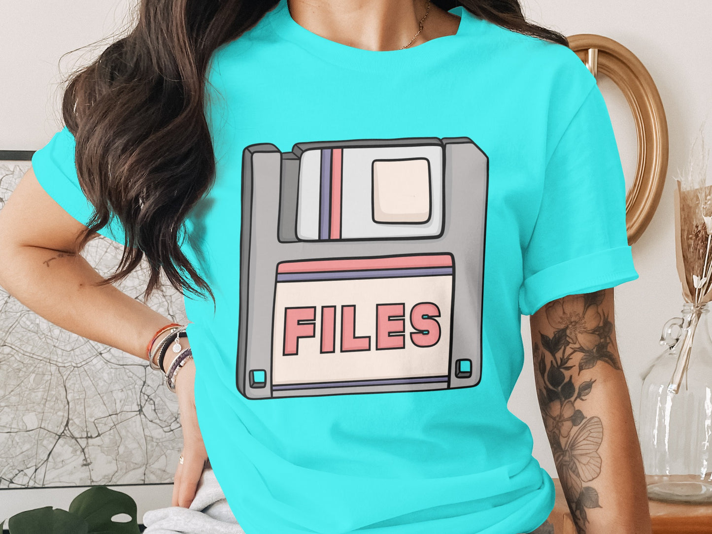 Retro Floppy Disk Files Graphic Tshirt Fun Design