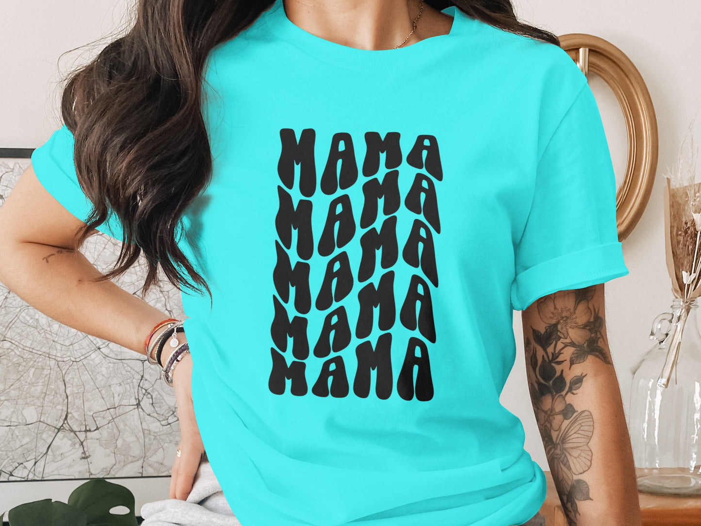 Mama Repeated Graphic Printed Shirt