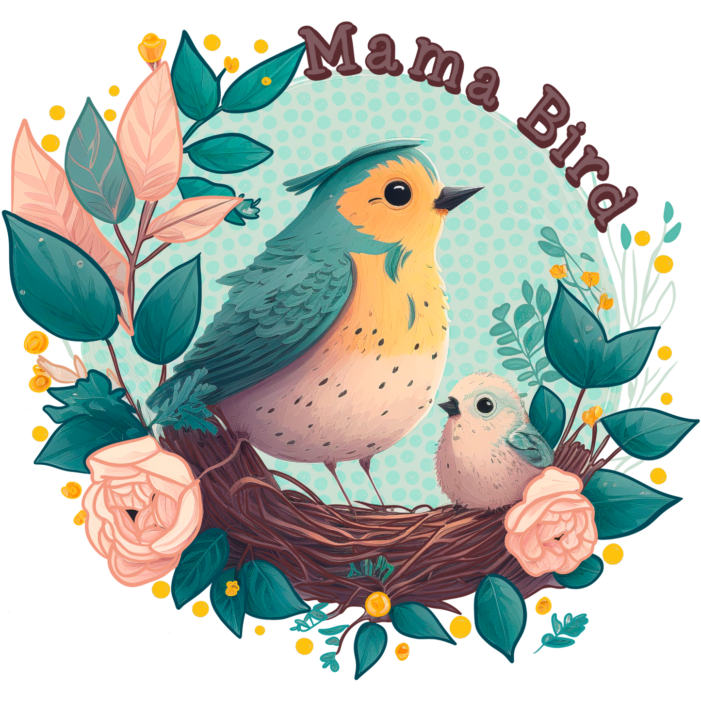 Mama Bird and Nest Scenic Animal Art Print
