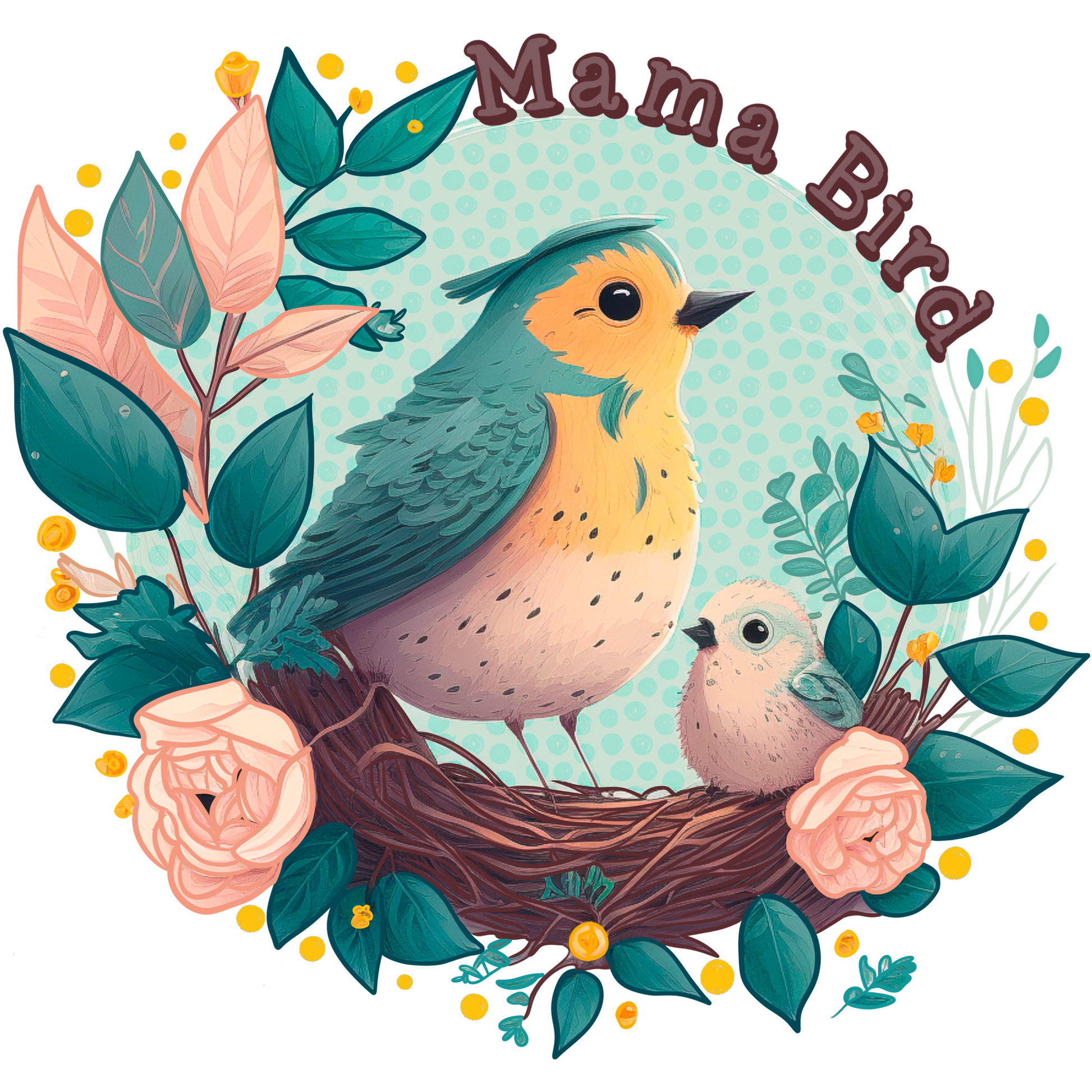 Mama Bird and Nest Scenic Animal Art Print