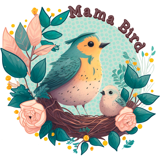 Mama Bird and Nest Scenic Animal Art Print