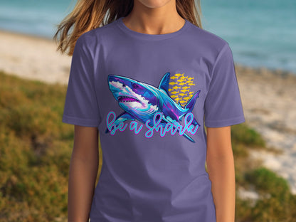 Be A Shark Graphic Tee with Bold Shark Design