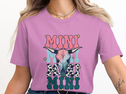Mini Colorful Graphic Print Cute Bull Skull T-Shirt