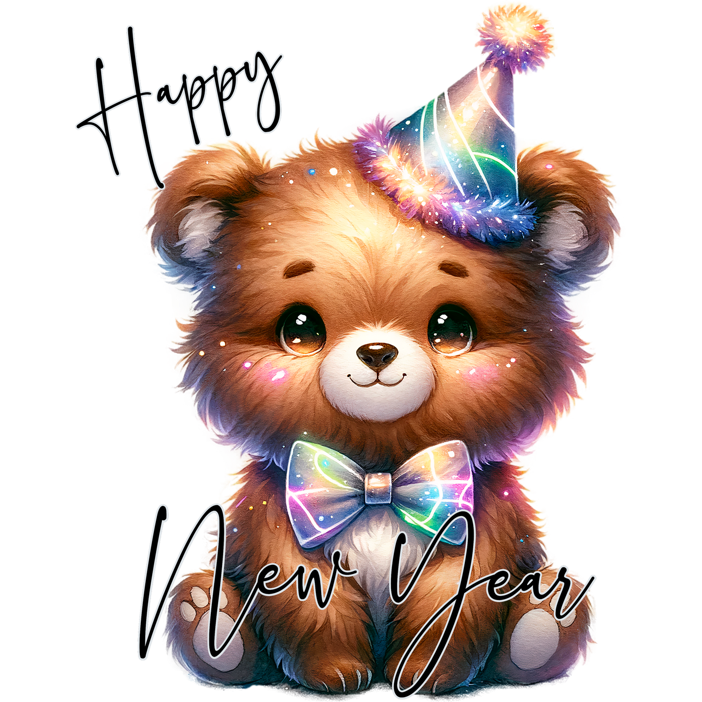 Adorable Happy New Year Teddy Bear Party Art Decor