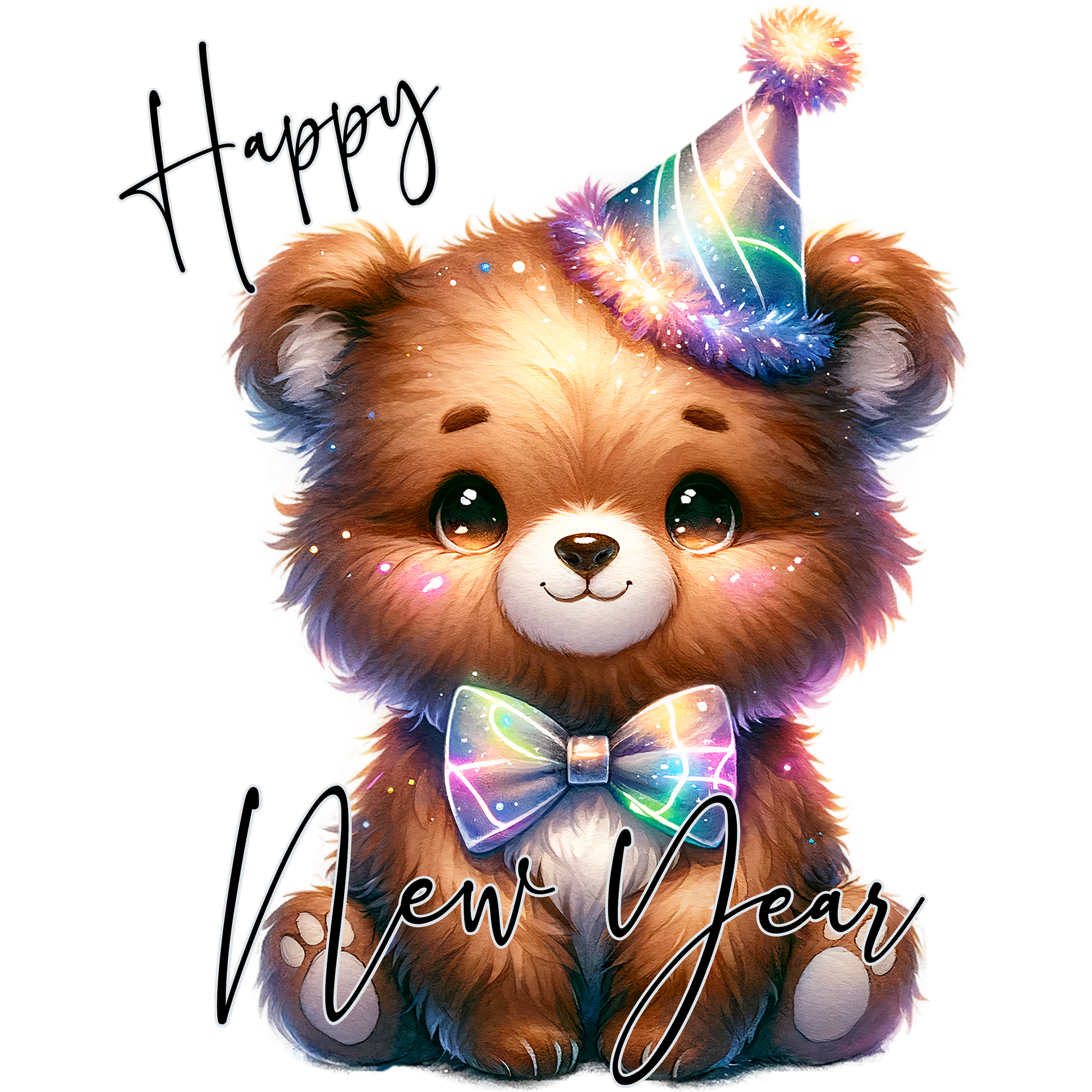 Adorable Happy New Year Teddy Bear Party Art Decor