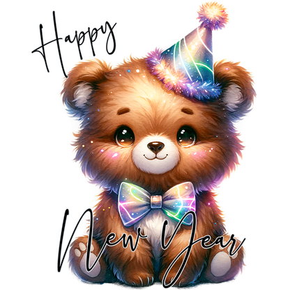 Adorable Happy New Year Teddy Bear Party Art Decor