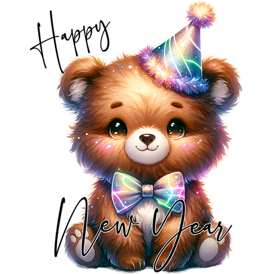 Adorable Happy New Year Teddy Bear Party Art Decor