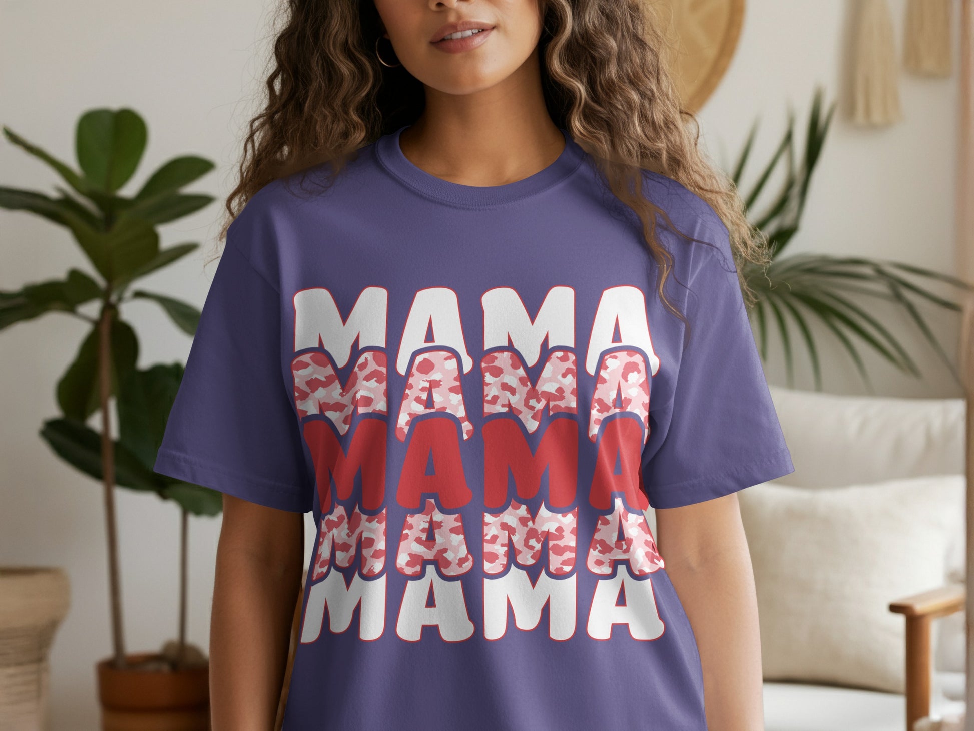 Purple Tee with Patriotic MAMA Graphic T-shirt