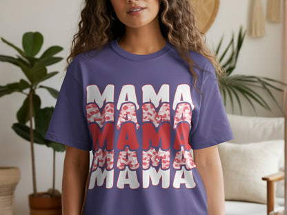 Purple Tee with Patriotic MAMA Graphic T-shirt