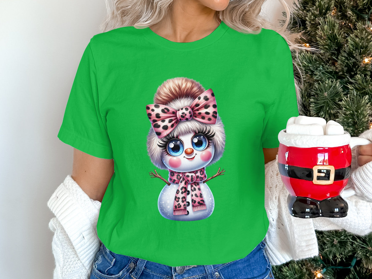 Cute Snowman with Bow Christmas T-shirt
