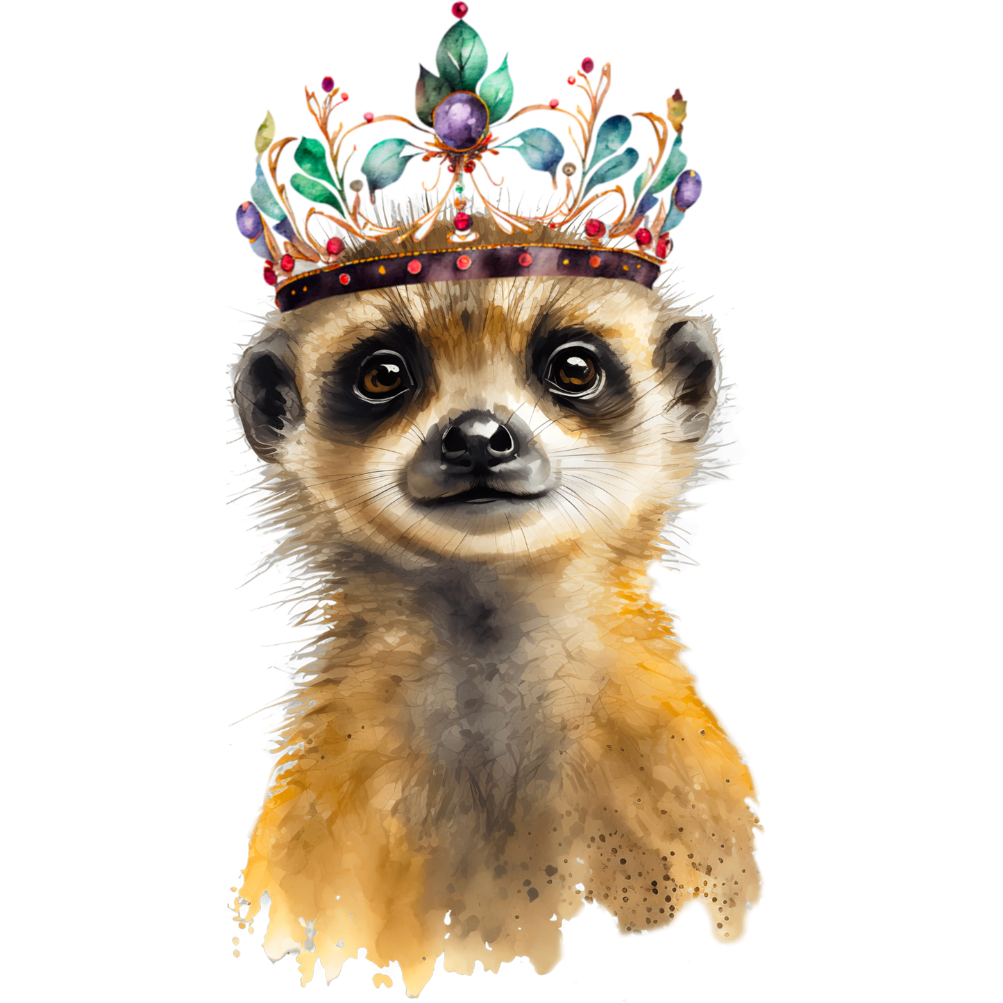 Majestic Meerkat Wearing Intricate Crown Art Print