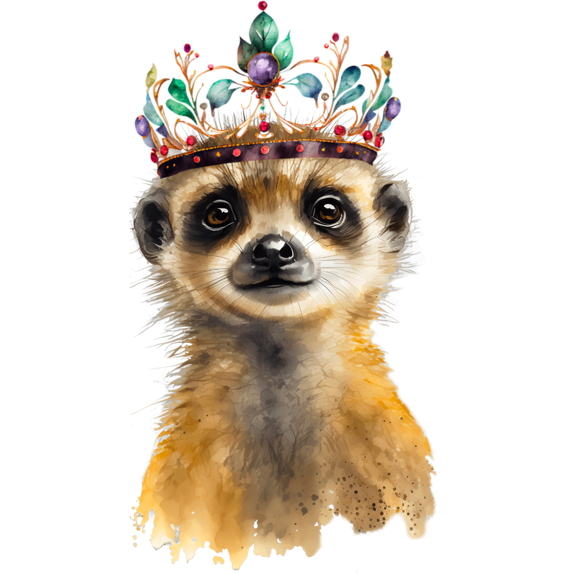 Majestic Meerkat Wearing Intricate Crown Art Print