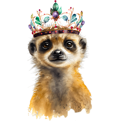 Majestic Meerkat Wearing Intricate Crown Art Print
