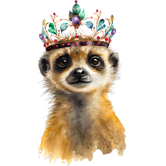Majestic Meerkat Wearing Intricate Crown Art Print