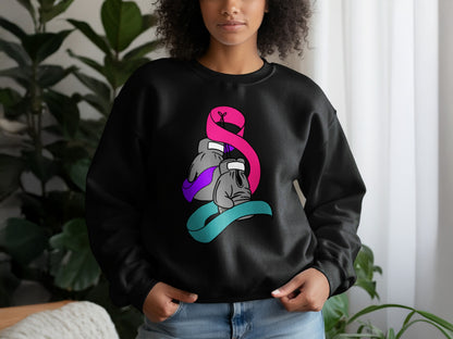 Black Sweatshirt Featuring Stylish Sneaker Graphic Design
