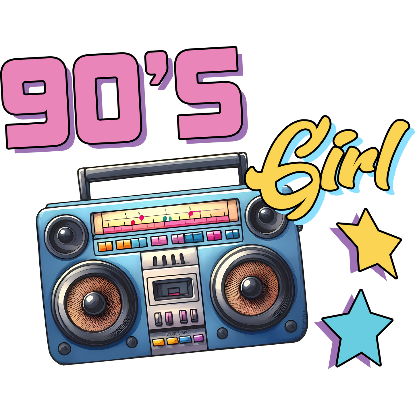 Retro 90's Girl Boombox Music Art Print Product