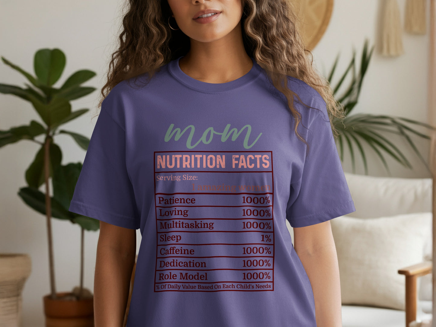 Mom Nutrition Facts Graphic T-Shirt for Mother's Day